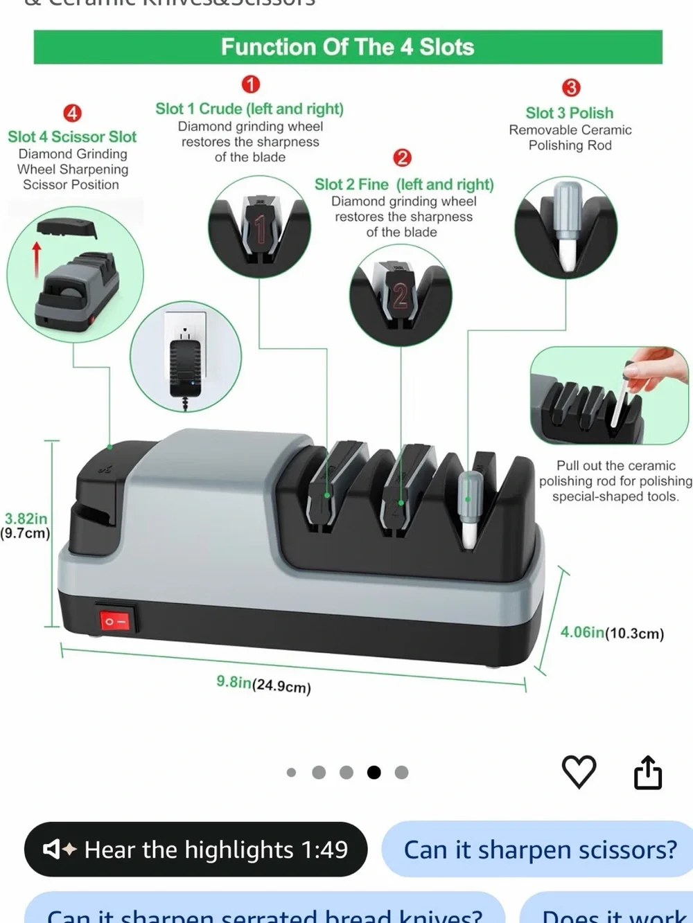 Electric Kitchen Knife Sharpener - Gray